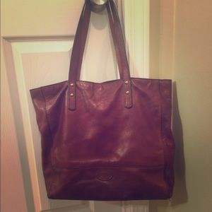 Fossil brown leather tote